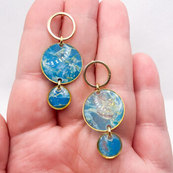 Circular Turquoise Clay And Resin Statement Earrings, 2 of 11