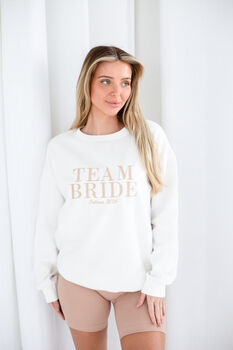Personalised Embroidered Ladies' 'Bride' Sweatshirt, 4 of 12