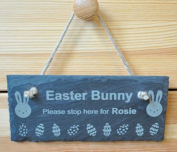 Personalised Easter Bunny Slate Sign, 2 of 3