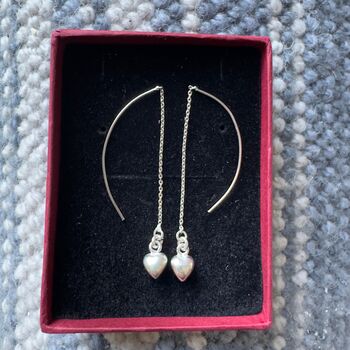 Sterling Silver Heart Ear Threaders, 4 of 4