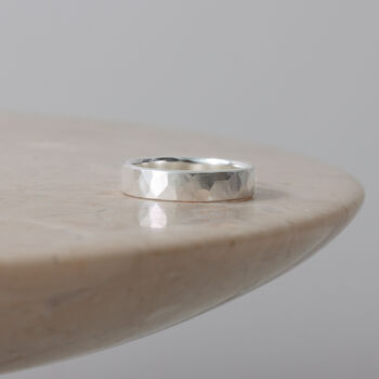 Brushed Hammered 9ct/18ct Gold 5mm Ring, 4 of 8