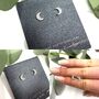 C Z Moon Stud Earrings, thumbnail 2 of 3