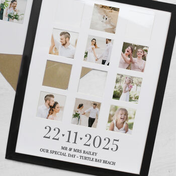 Personalised Special Date Black Multi Photo Frame Wedding Gift, 3 of 4