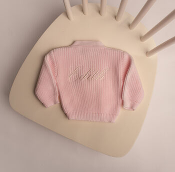 Personalised Ribbed Knitted Baby Cardigan, 2 of 8