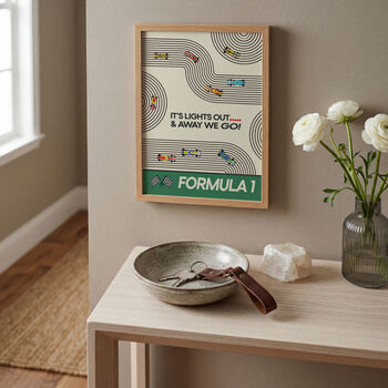 Formula One Print Lights Out And Away We Go F1 Gift, 4 of 12