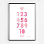 Numbers Pink Scandi Nursery Print, thumbnail 3 of 5