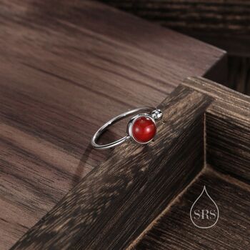 Natural Red Carnelian Open Ring In Sterling Silver, 3 of 10