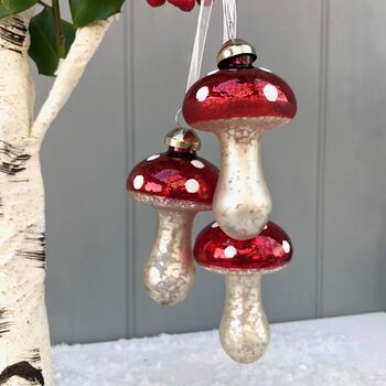 Christmas Glass Mushroom Set, 3 of 4
