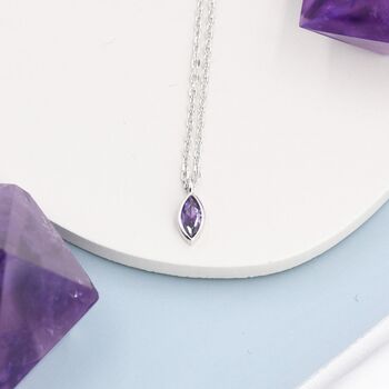 Extra Tiny Amethyst Purple Marquise Cz Necklace, 5 of 12