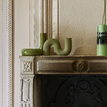 Twisted Matt Vase In Olive Green, 2 of 5