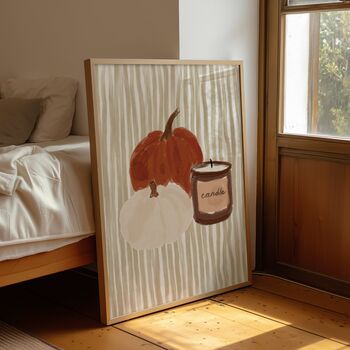Candles And Pumpkins Autumn Print, 3 of 3
