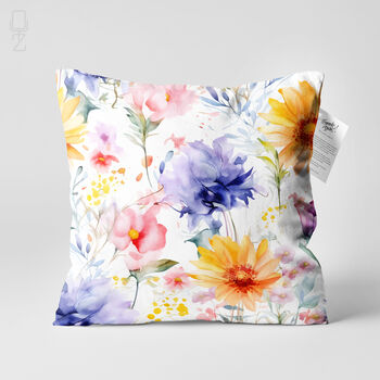 Rectangular Cushion Cover With Watercolor Wildflower Design, 7 of 12