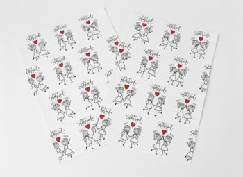 Just Married Wedding Wrapping Paper Set Of Two A3 Sheet, 10 of 12