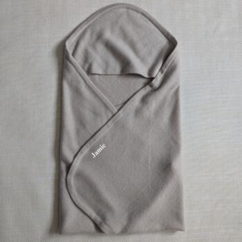 Personalised Beige 100% Cashmere Hooded Baby Blanket Gift Boxed, 2 of 8