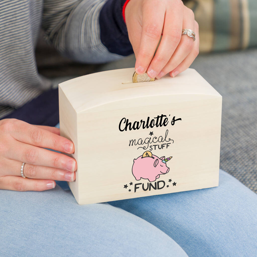 Personalised Magical Stuff Fund Money Box By Mirrorin
