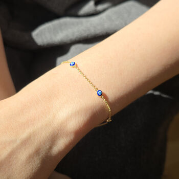 Turkish Evil Eye Gold Plated Charm Friendship Bracelet, 2 of 6