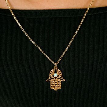 Hamsa Fatima Gold And Silver Plated Dainty Necklace, 5 of 7
