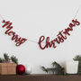 Red Glitter Merry Christmas Wooden Bunting Decoration, thumbnail 1 of 3