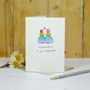 Personalised Rainbow Lovebunnies Handmade Card, 2 of 2