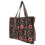 Black And Pink Flower Cotton Quilted Shoulder Bag With Zip, thumbnail 2 of 6