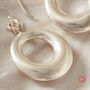 Matt Solid Silver Circle Hoop Drop Earrings, thumbnail 7 of 9
