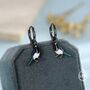 Magpie Enamel Huggie Hoop Earrings In Sterling Silver, thumbnail 4 of 10