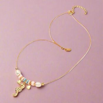 Beaded Gold Seahorse Layering Necklace, 3 of 4