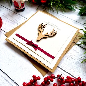 Handmade Stag Christmas Card For Him, 3 of 6