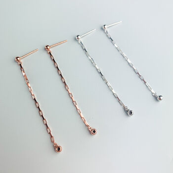 Sterling Silver Simple Chain Loop Stud Earrings, 3 of 5
