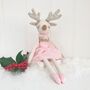 Christmas Linen Ballerina Reindeer Soft Toy, thumbnail 1 of 3