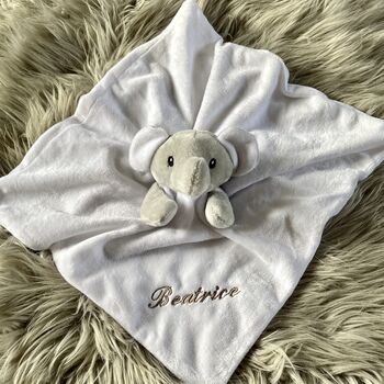 Embroidered Grey Baby Elephant Comforter, 5 of 5