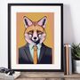 Fox In A Suit Portrait Illustration Art Print, thumbnail 1 of 3