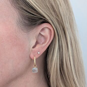 Blue Topaz Square Cushion Earrings, 5 of 8