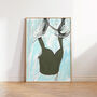 Green Corset Abstract Fashion Illustration Print, thumbnail 1 of 3