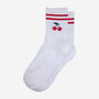 Cherry Striped Sporty Ribbed Cotton Ankle Socks Women's White, thumbnail 4 of 4