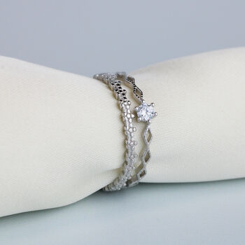 Sterling Silver Ornate Double Band Adjustable Ring, 3 of 7