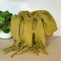 Super Soft Chunky Tassel Scarf In Moss Green, thumbnail 1 of 3