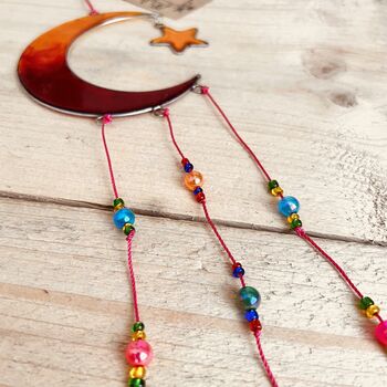 Moon And Star Sun Catcher Vibrant Orange And Red, 5 of 7
