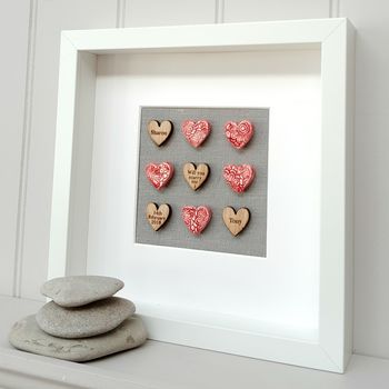 Handmade Pottery Hearts Personalised Frame, 2 of 3
