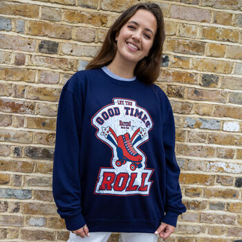 Let The Good Times Roll Women's Roller Skate Sweatshirt, 4 of 10