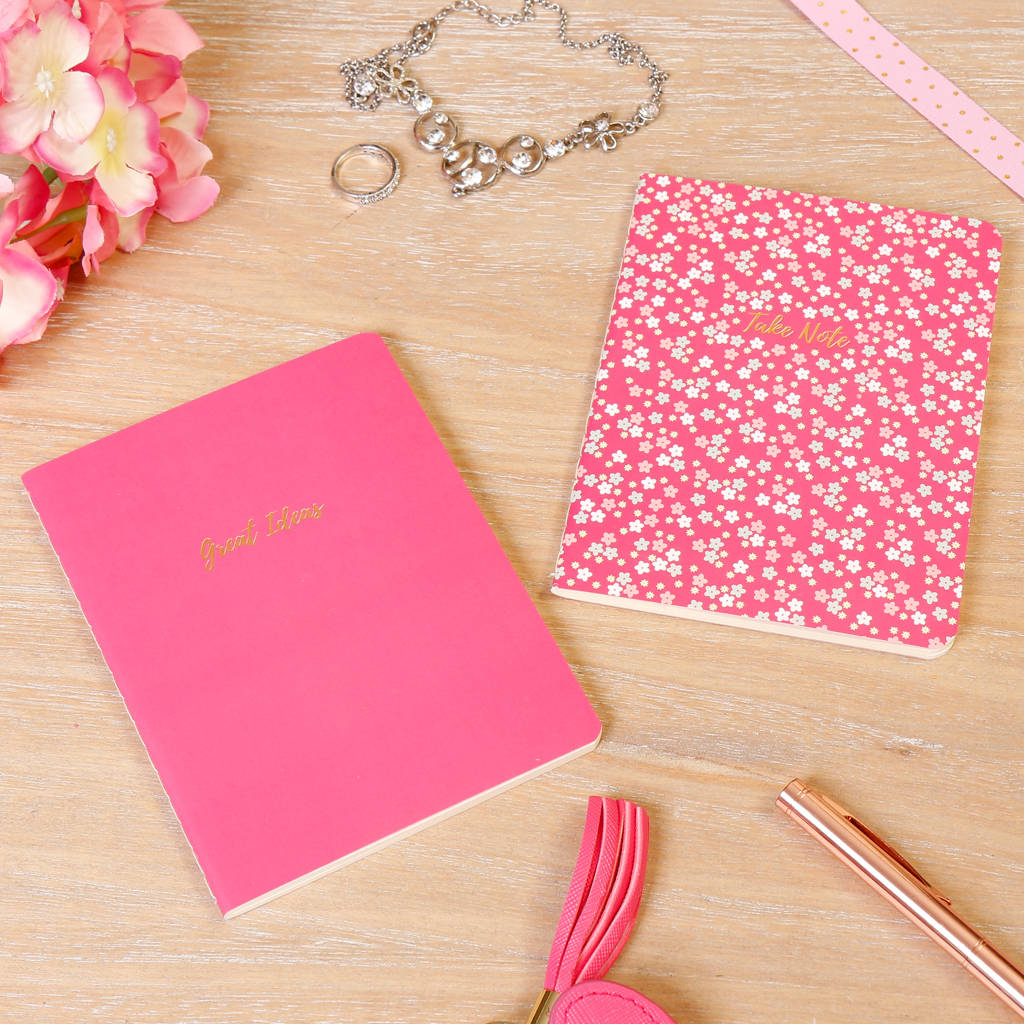 Set Of Two Great Ideas Neon Pink A6 Notebooks By Dibor ...