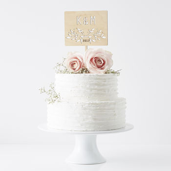 Botanical Personalised Initial Wedding Cake Topper, 2 of 8