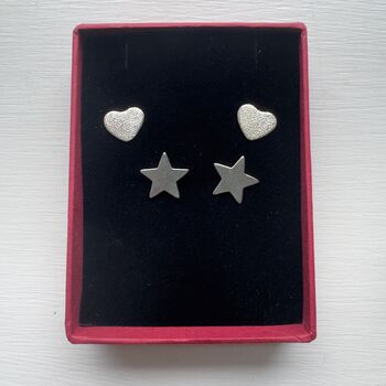 Heart And Star Sparkly Studs For Christmas, 3 of 5