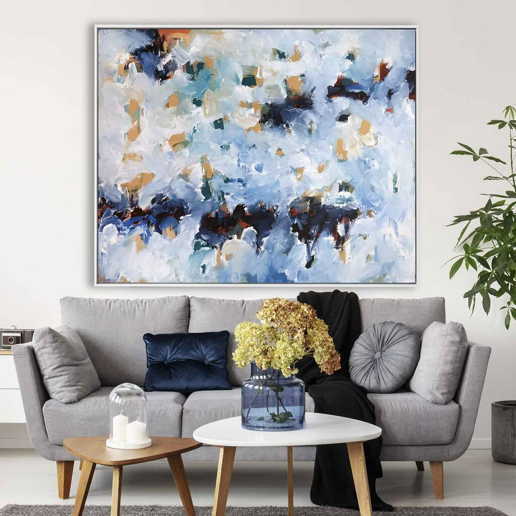 Large Original Blue Abstract Painting Living Room Art By Abstract