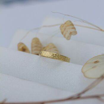 Ocean Waves Ripples Solid Gold Textured Wedding Ring, 4 of 8
