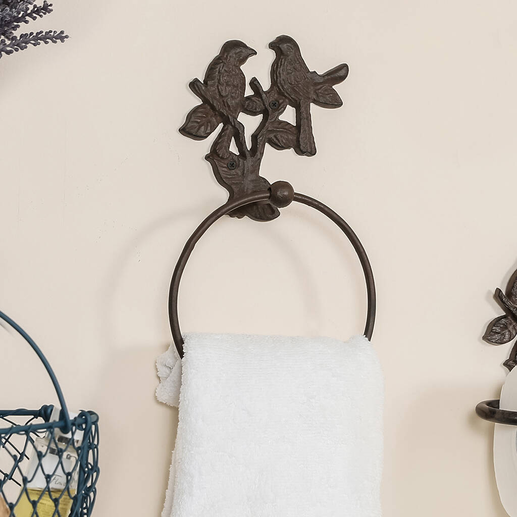 Cast Iron Garden Birds Bathroom Towel Ring By Dibor