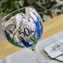 50th Birthday Painted Gin Glass With Floral Design, thumbnail 3 of 9