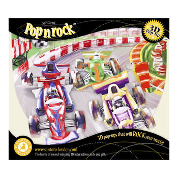 Motor Racing 3D Pop Up Greetings Card, 5 of 6