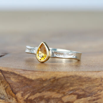 Solid Gold And Silver Citrine Birthstone Alice Ring, 4 of 7