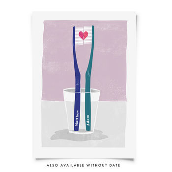 Personalised Couples Toothbrush Print, 4 of 8